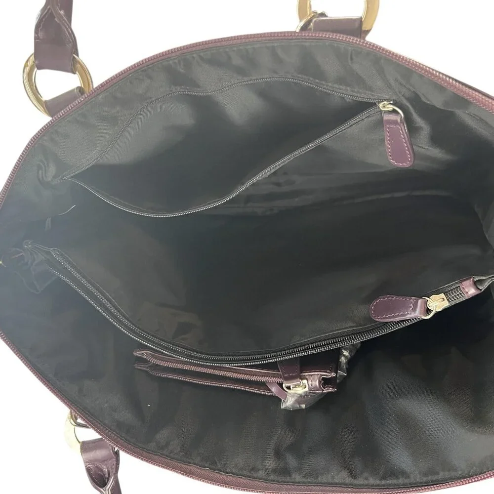 Metro Chic JEMA Laptop Tote Purse Dual Handles Detachable Strap Deep Purple